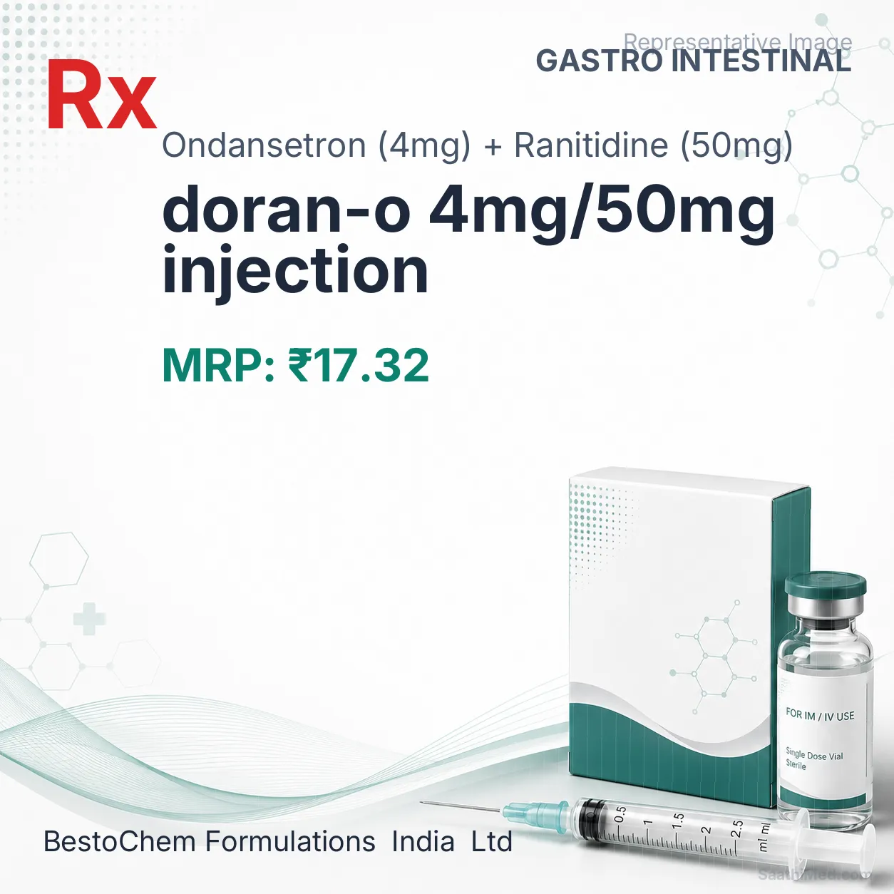 doran-o 4mg/50mg injection Allopathy (Ondansetron (4mg)) - Uses in Hindi, Side Effects, Substitutes & Price in India