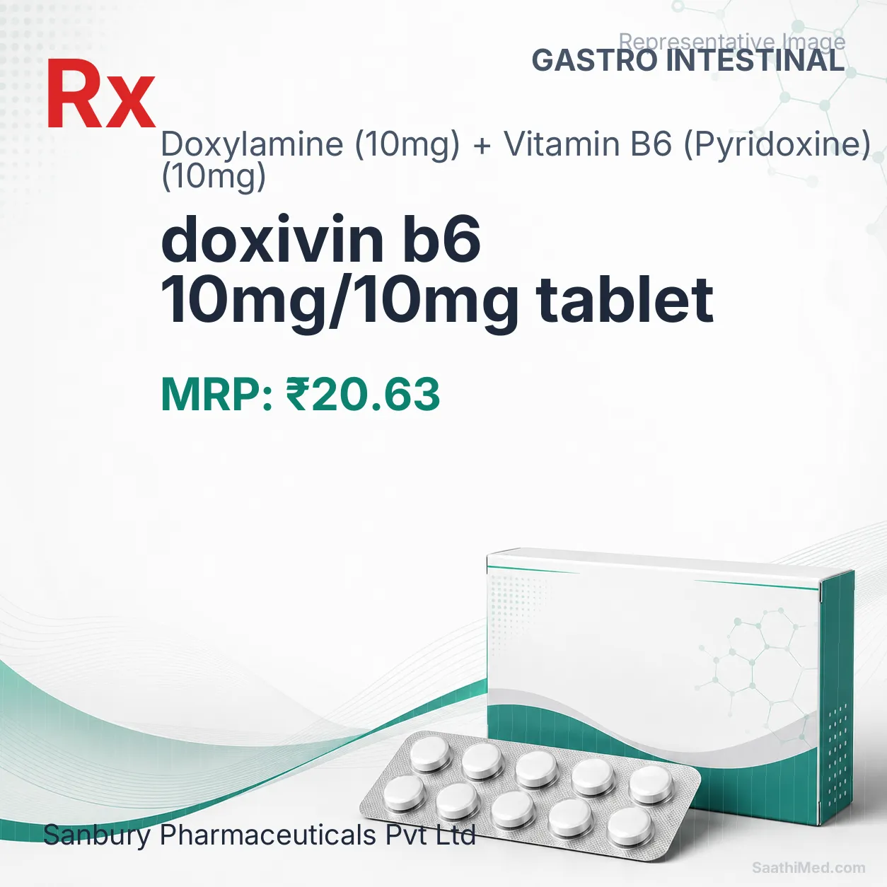 doxivin b6 10mg/10mg tablet Allopathy (Doxylamine (10mg)) - Uses in Hindi, Side Effects, Substitutes & Price in India