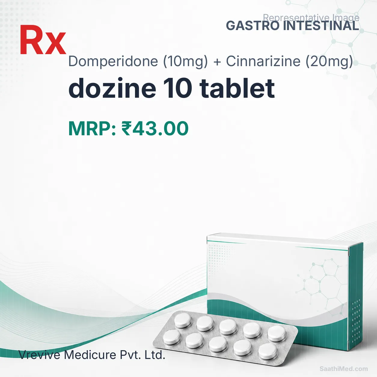 dozine 10 tablet Allopathy (Domperidone (10mg)) - Uses in Hindi, Side Effects, Substitutes & Price in India