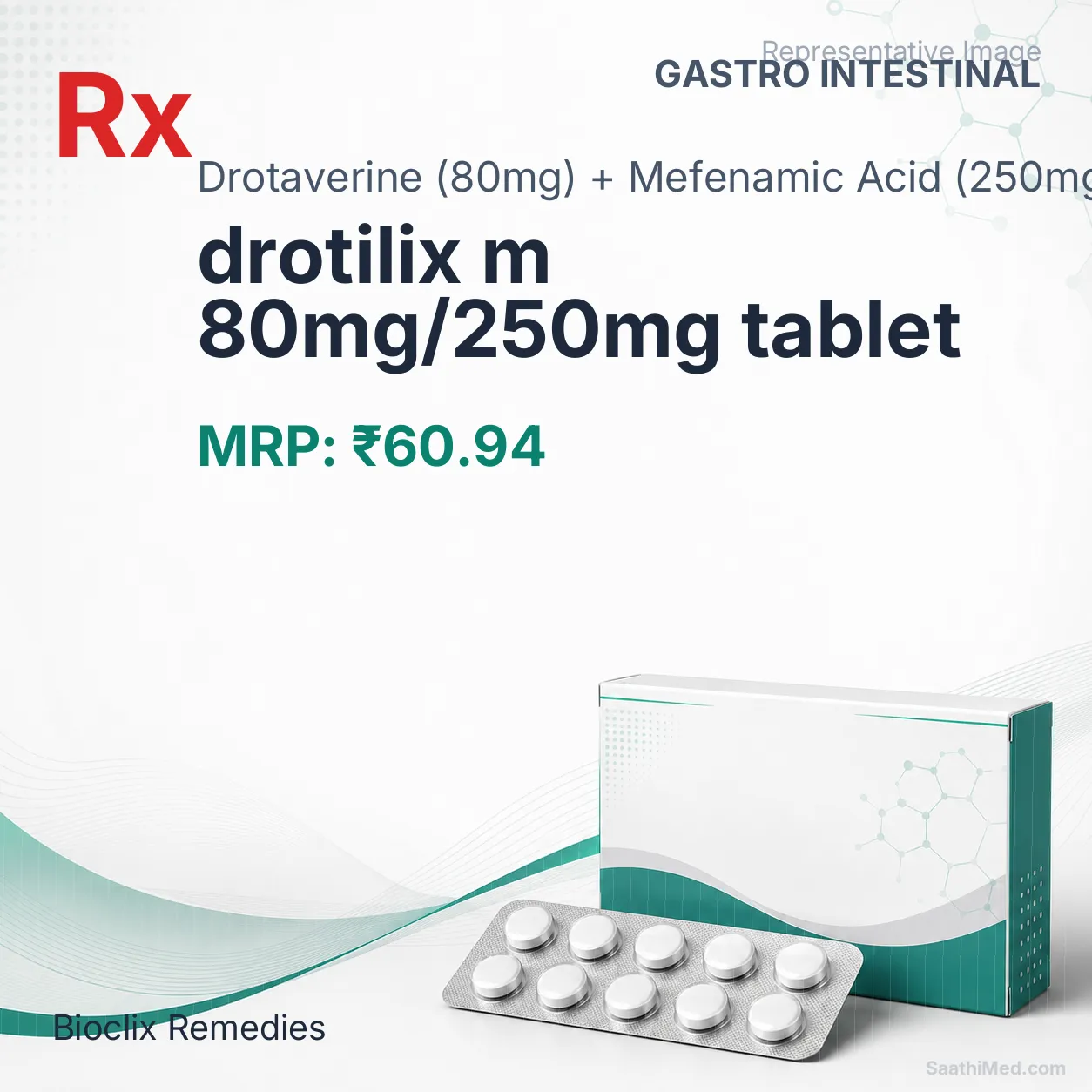 drotilix m 80mg/250mg tablet Allopathy (Drotaverine (80mg)) - Uses in Hindi, Side Effects, Substitutes & Price in India