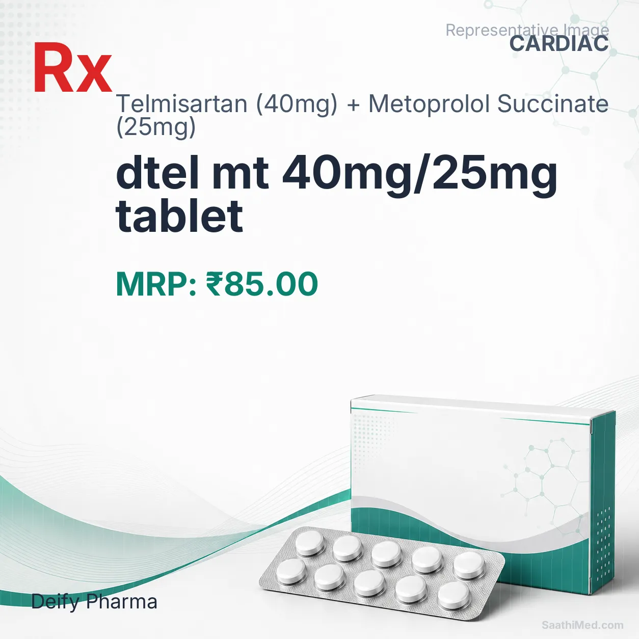 dtel mt 40mg/25mg tablet Allopathy (Telmisartan (40mg)) - Uses in Hindi, Side Effects, Substitutes & Price in India
