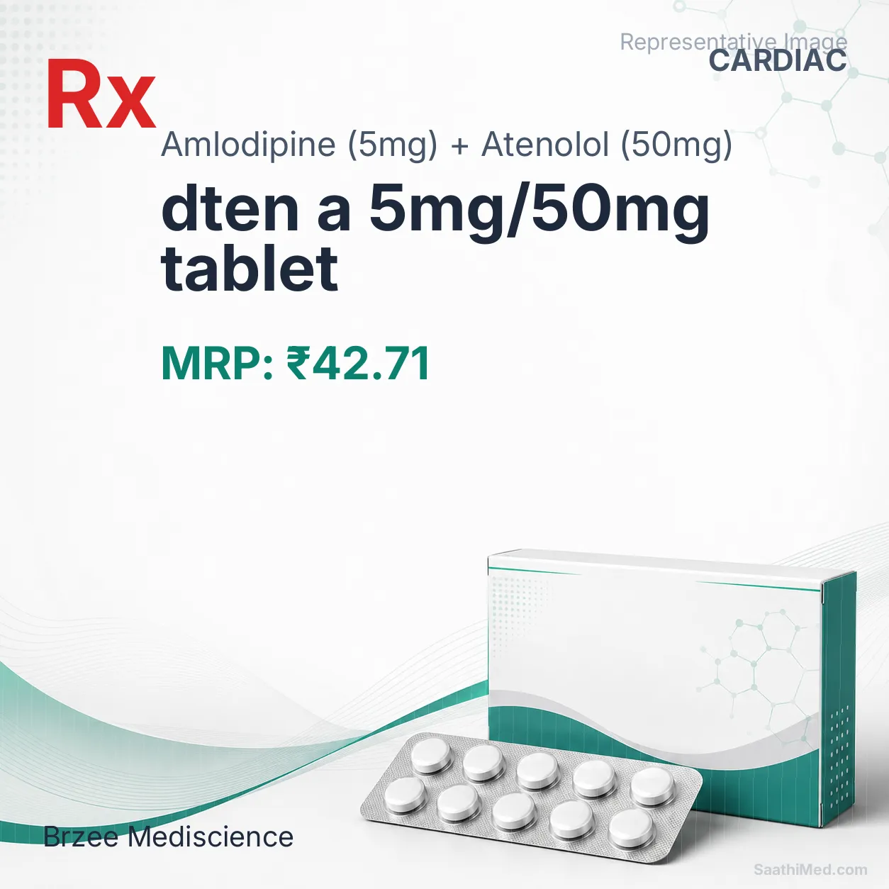 dten a 5mg/50mg tablet Allopathy (Amlodipine (5mg)) - Uses in Hindi, Side Effects, Substitutes & Price in India