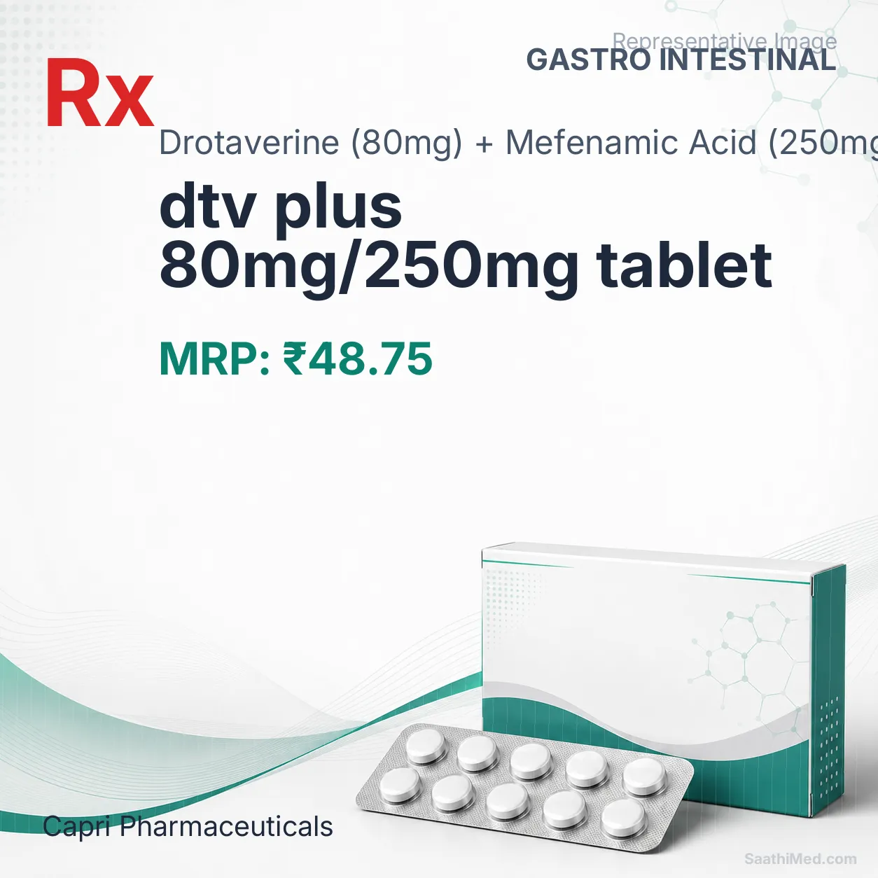 dtv plus 80mg/250mg tablet Allopathy (Drotaverine (80mg)) - Uses in Hindi, Side Effects, Substitutes & Price in India