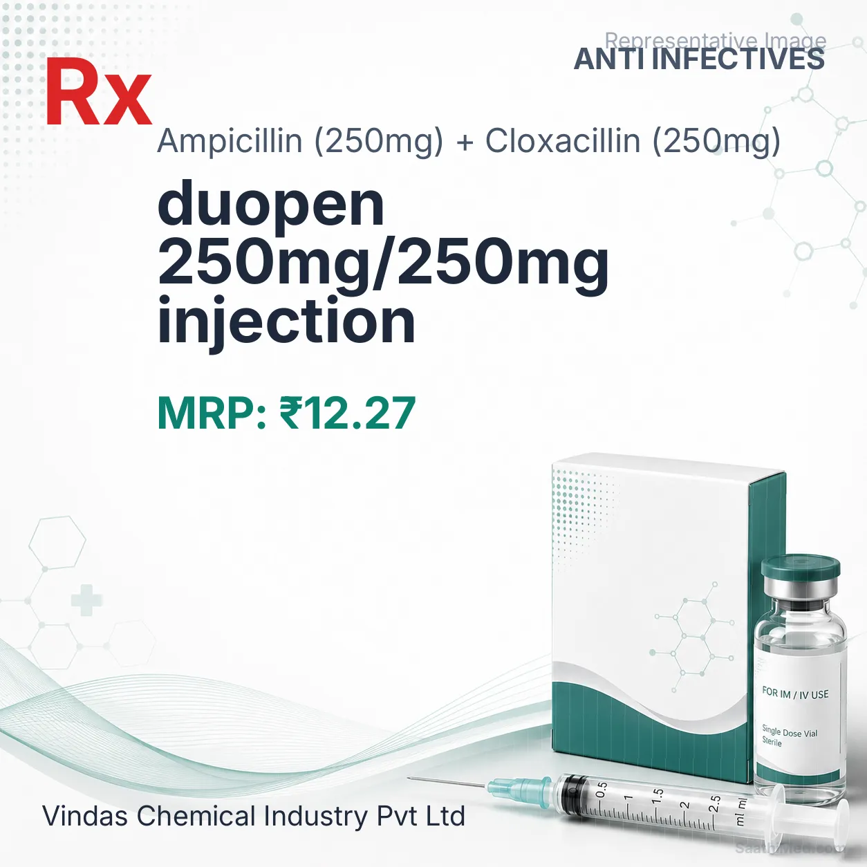 duopen 250mg/250mg injection Allopathy (Ampicillin (250mg)) - Uses in Hindi, Side Effects, Substitutes & Price in India