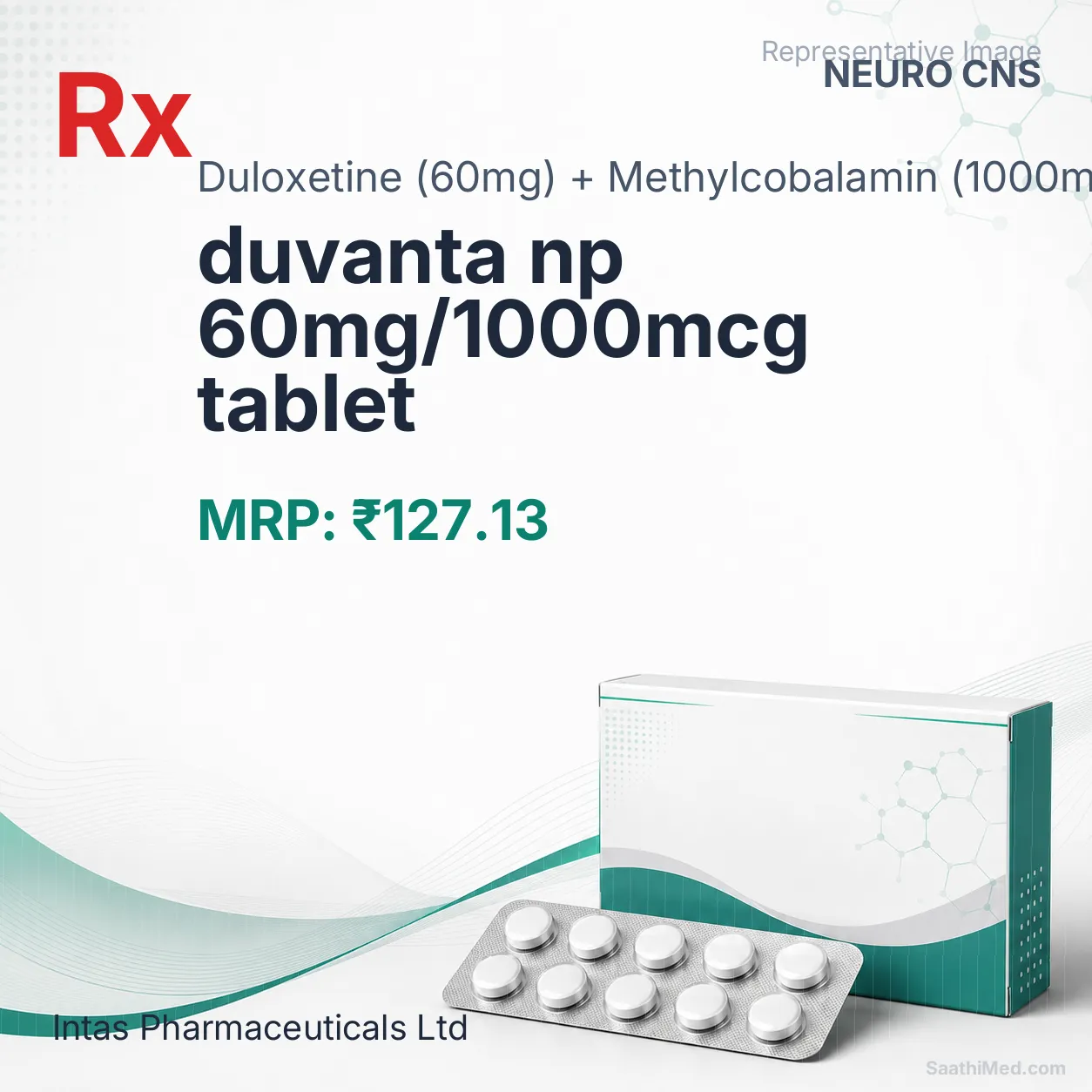 duvanta np 60mg/1000mcg tablet Allopathy (Duloxetine (60mg)) - Uses in Hindi, Side Effects, Substitutes & Price in India