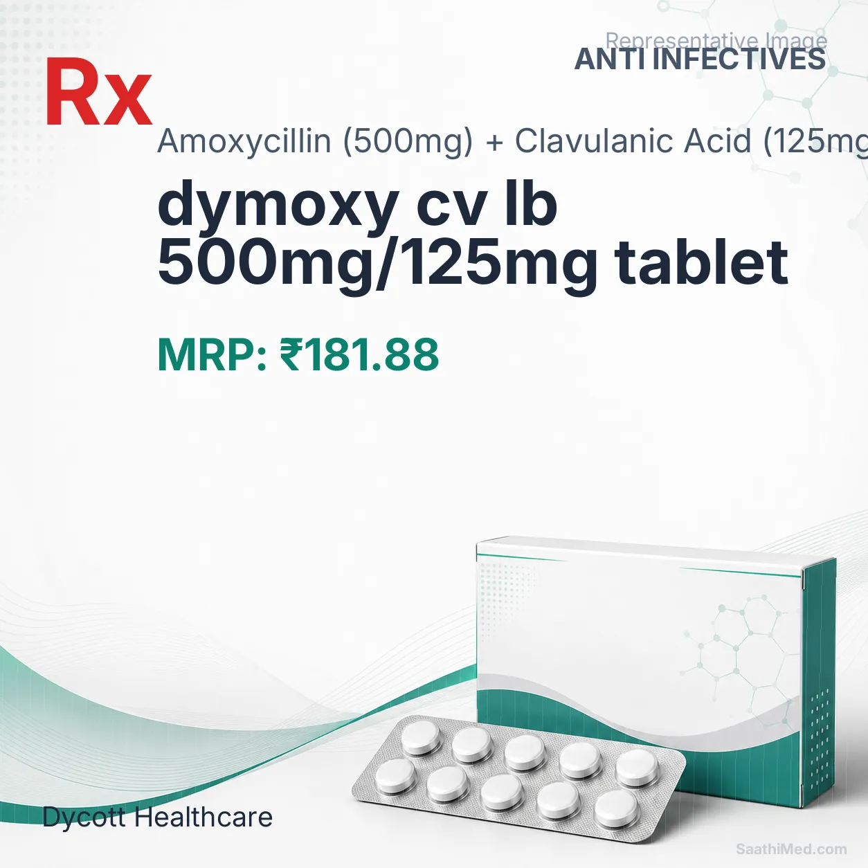dymoxy cv lb 500mg/125mg tablet Allopathy (Amoxycillin (500mg)) - Uses in Hindi, Side Effects, Substitutes & Price in India