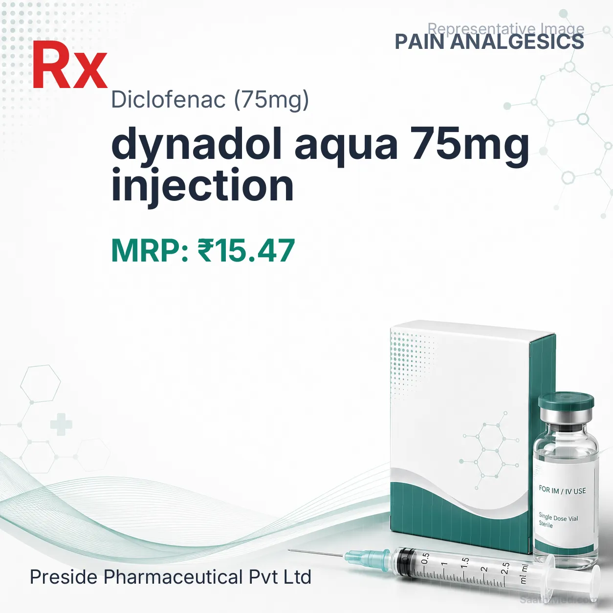 dynadol aqua 75mg injection Allopathy (Diclofenac (75mg)) - Uses in Hindi, Side Effects, Substitutes & Price in India