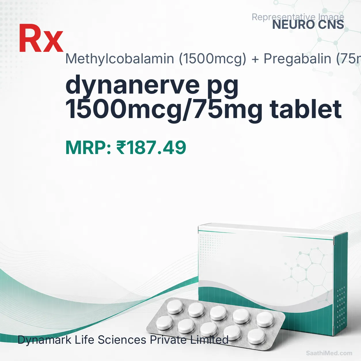 dynanerve pg 1500mcg/75mg tablet Allopathy (Methylcobalamin (1500mcg)) - Uses in Hindi, Side Effects, Substitutes & Price in India