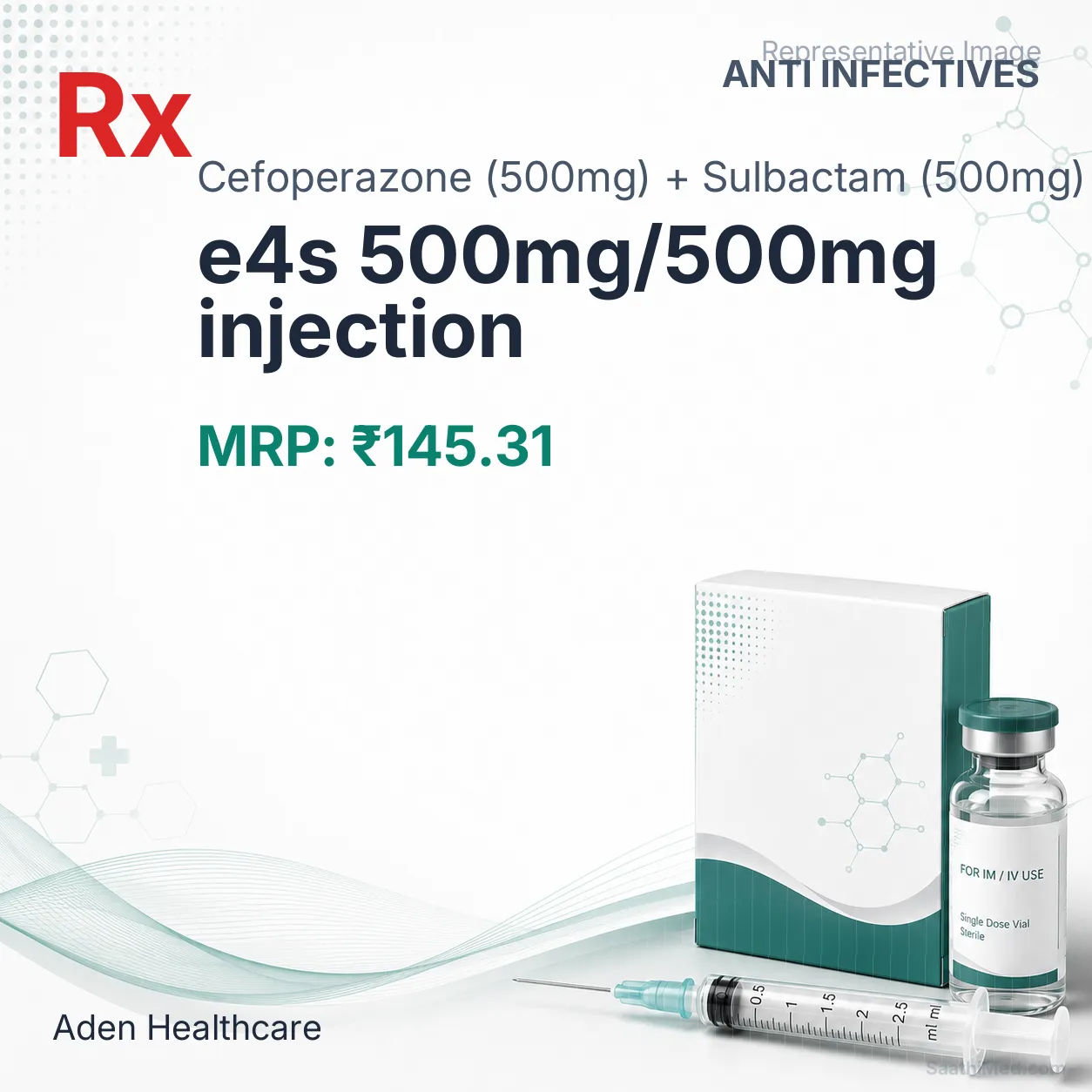 e4s 500mg/500mg injection Allopathy (Cefoperazone (500mg)) - Uses in Hindi, Side Effects, Substitutes & Price in India