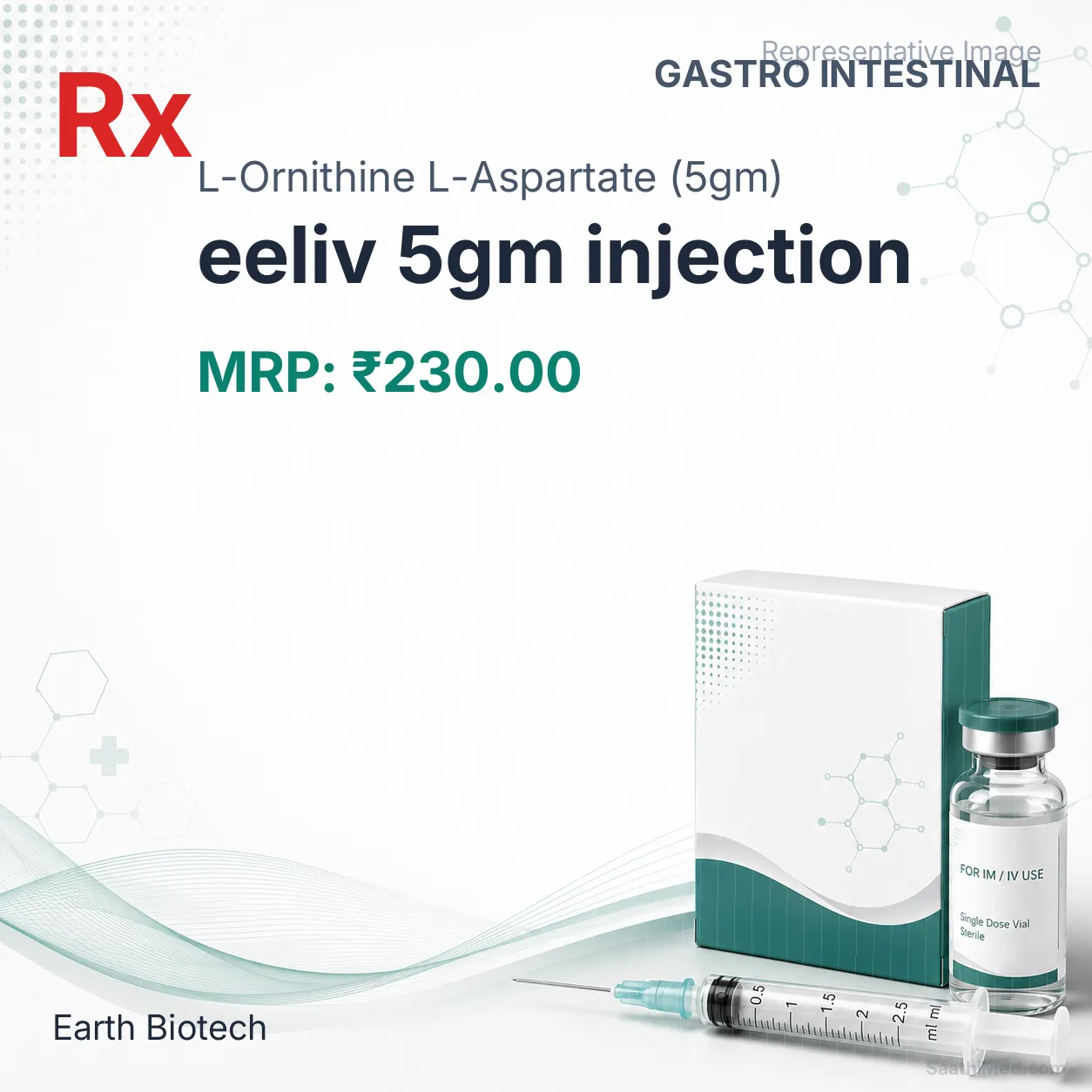 eeliv 5gm injection Allopathy (L-Ornithine L-Aspartate (5gm)) - Uses in Hindi, Side Effects, Substitutes & Price in India