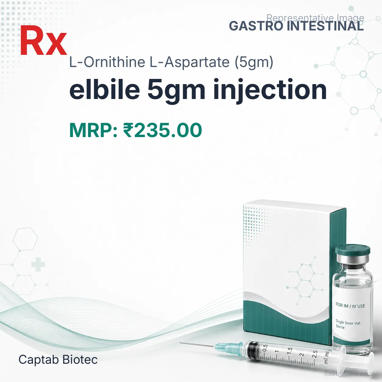 elbile 5gm injection Allopathy (L-Ornithine L-Aspartate (5gm)) - Uses in Hindi, Side Effects, Substitutes & Price in India