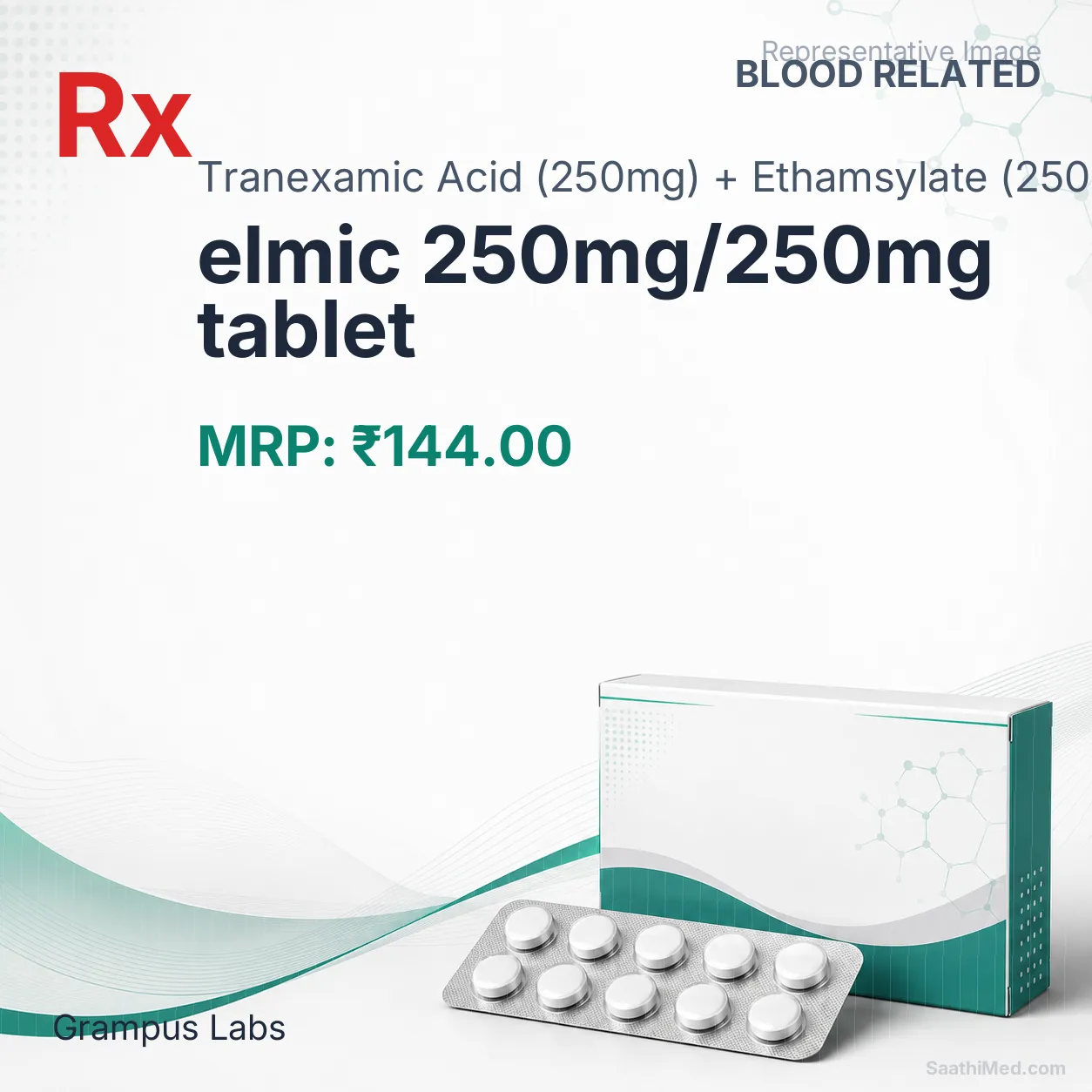 elmic 250mg/250mg tablet Allopathy (Tranexamic Acid (250mg)) - Uses in Hindi, Side Effects, Substitutes & Price in India
