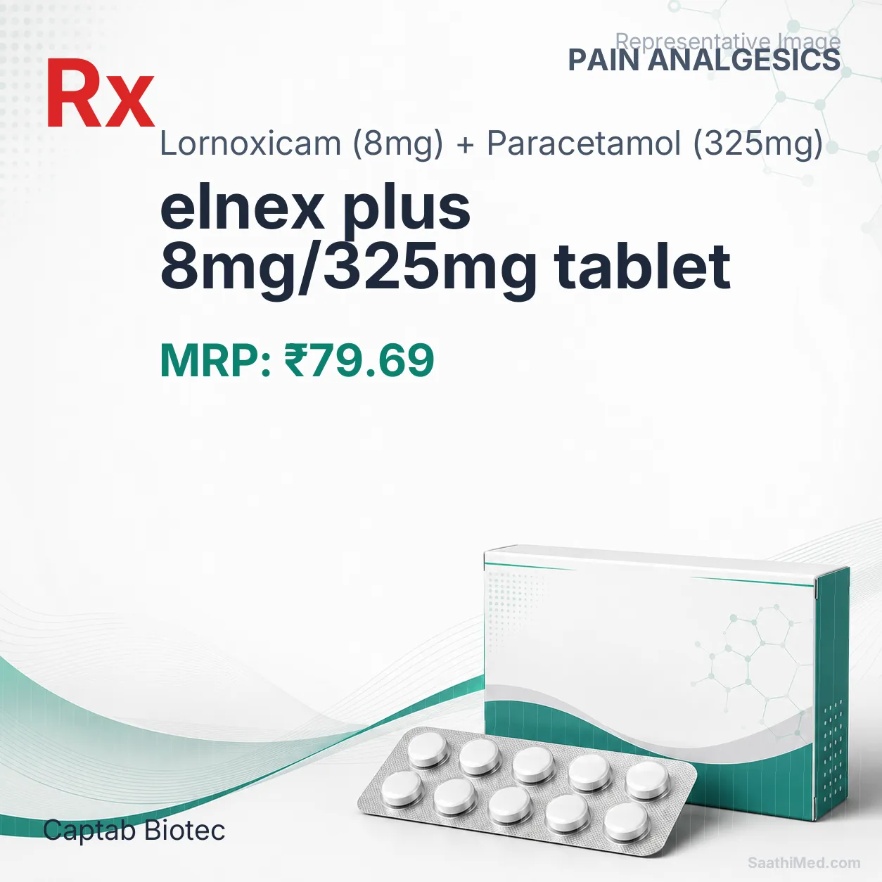 elnex plus 8mg/325mg tablet Allopathy (Lornoxicam (8mg)) - Uses in Hindi, Side Effects, Substitutes & Price in India