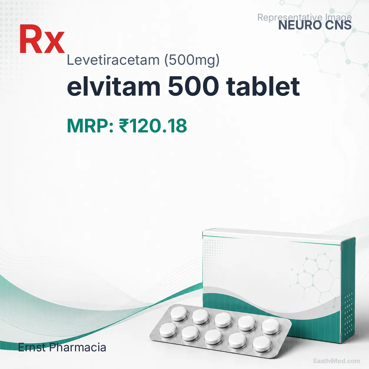 elvitam 500 tablet Allopathy (Levetiracetam (500mg)) - Uses in Hindi, Side Effects, Substitutes & Price in India