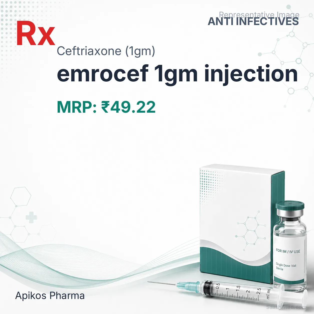 emrocef 1gm injection Allopathy (Ceftriaxone (1gm)) - Uses in Hindi, Side Effects, Substitutes & Price in India