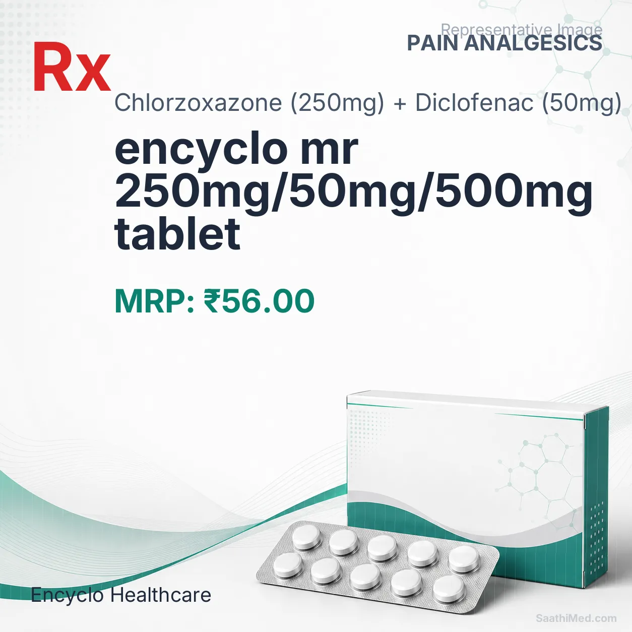 encyclo mr 250mg/50mg/500mg tablet Allopathy (Chlorzoxazone (250mg)) - Uses in Hindi, Side Effects, Substitutes & Price in India