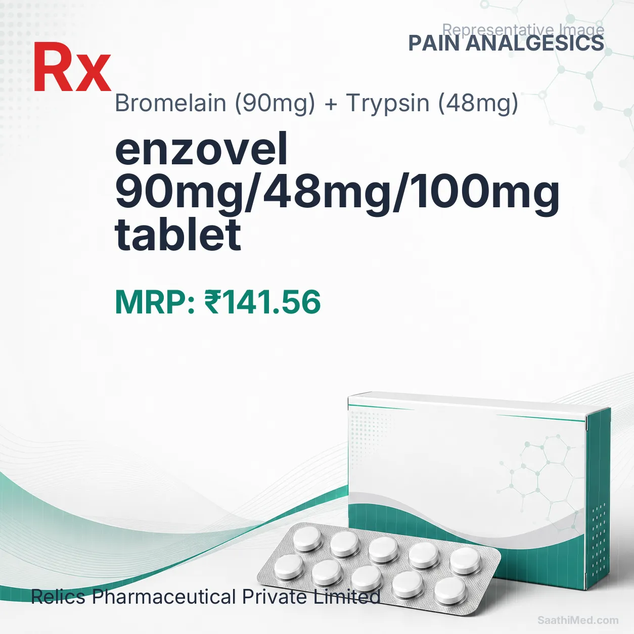 enzovel 90mg/48mg/100mg tablet Allopathy (Bromelain (90mg)) - Uses in Hindi, Side Effects, Substitutes & Price in India