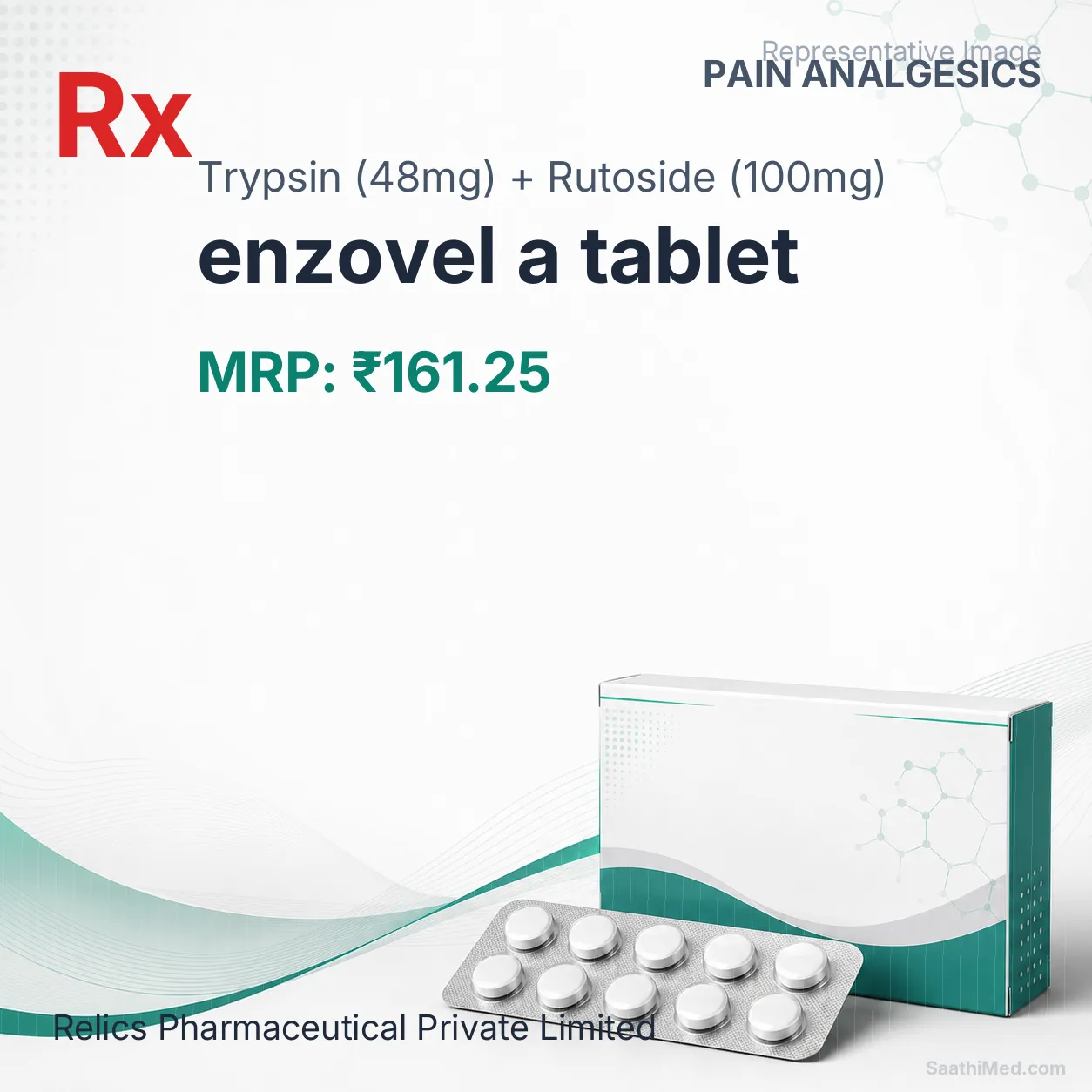 enzovel a tablet Allopathy (Trypsin (48mg)) - Uses in Hindi, Side Effects, Substitutes & Price in India