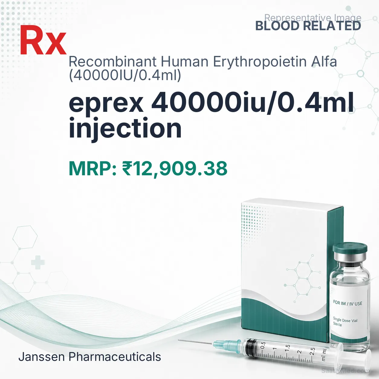 eprex 40000iu/0.4ml injection Allopathy (Recombinant Human Erythropoietin Alfa (40000IU/0.4ml)) - Uses in Hindi, Side Effects, Substitutes & Price in India