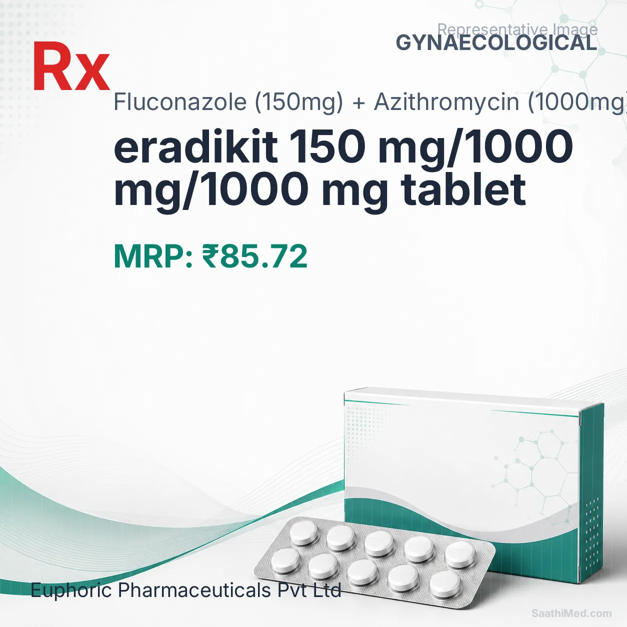 eradikit 150 mg/1000 mg/1000 mg tablet Allopathy (Fluconazole (150mg)) - Uses in Hindi, Side Effects, Substitutes & Price in India