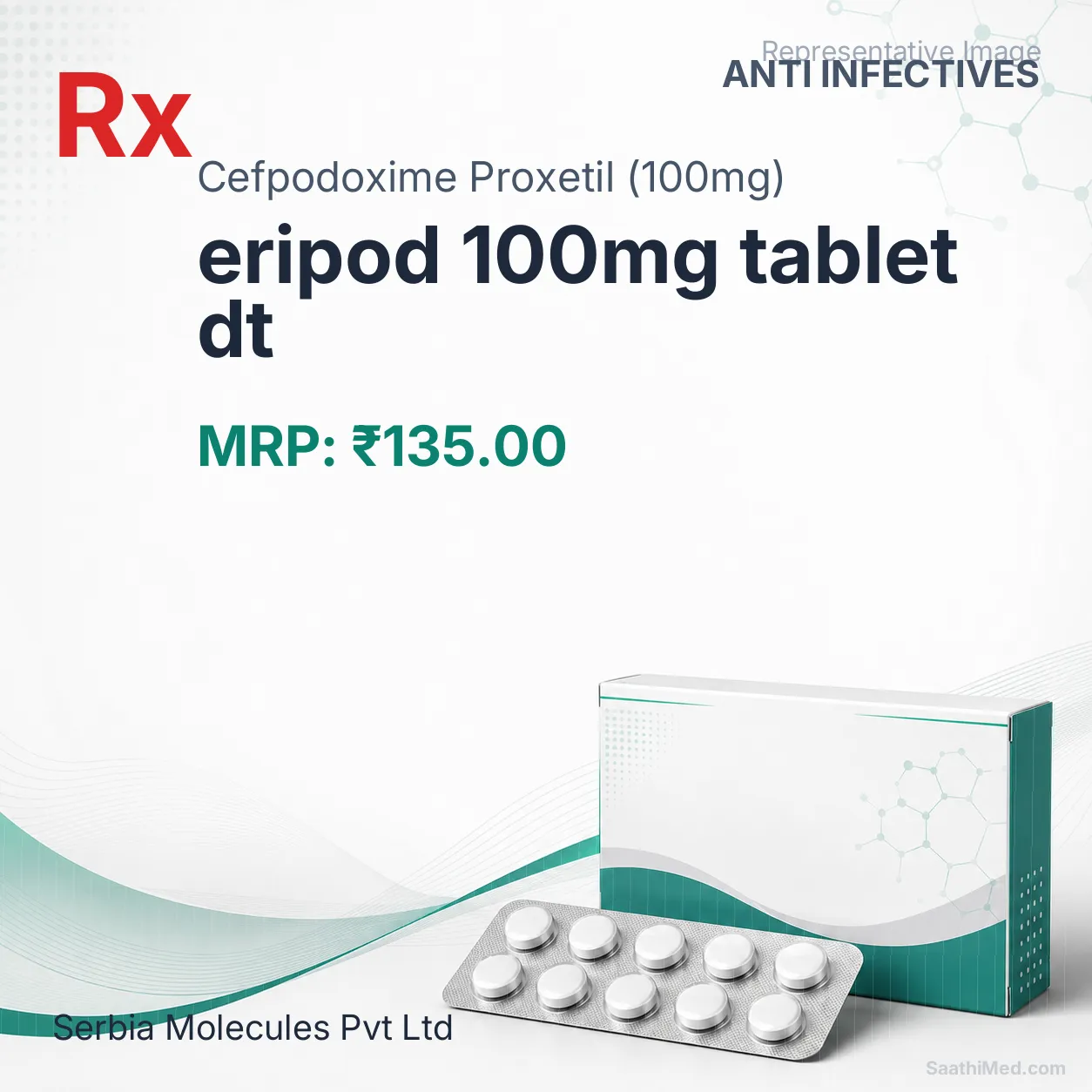 eripod 100mg tablet dt Allopathy (Cefpodoxime Proxetil (100mg)) - Uses in Hindi, Side Effects, Substitutes & Price in India