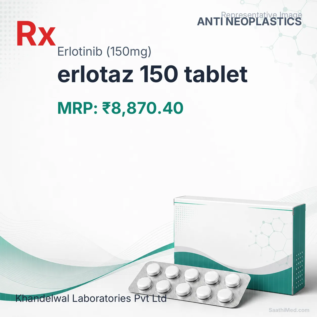 erlotaz 150 tablet Allopathy (Erlotinib (150mg)) - Uses in Hindi, Side Effects, Substitutes & Price in India