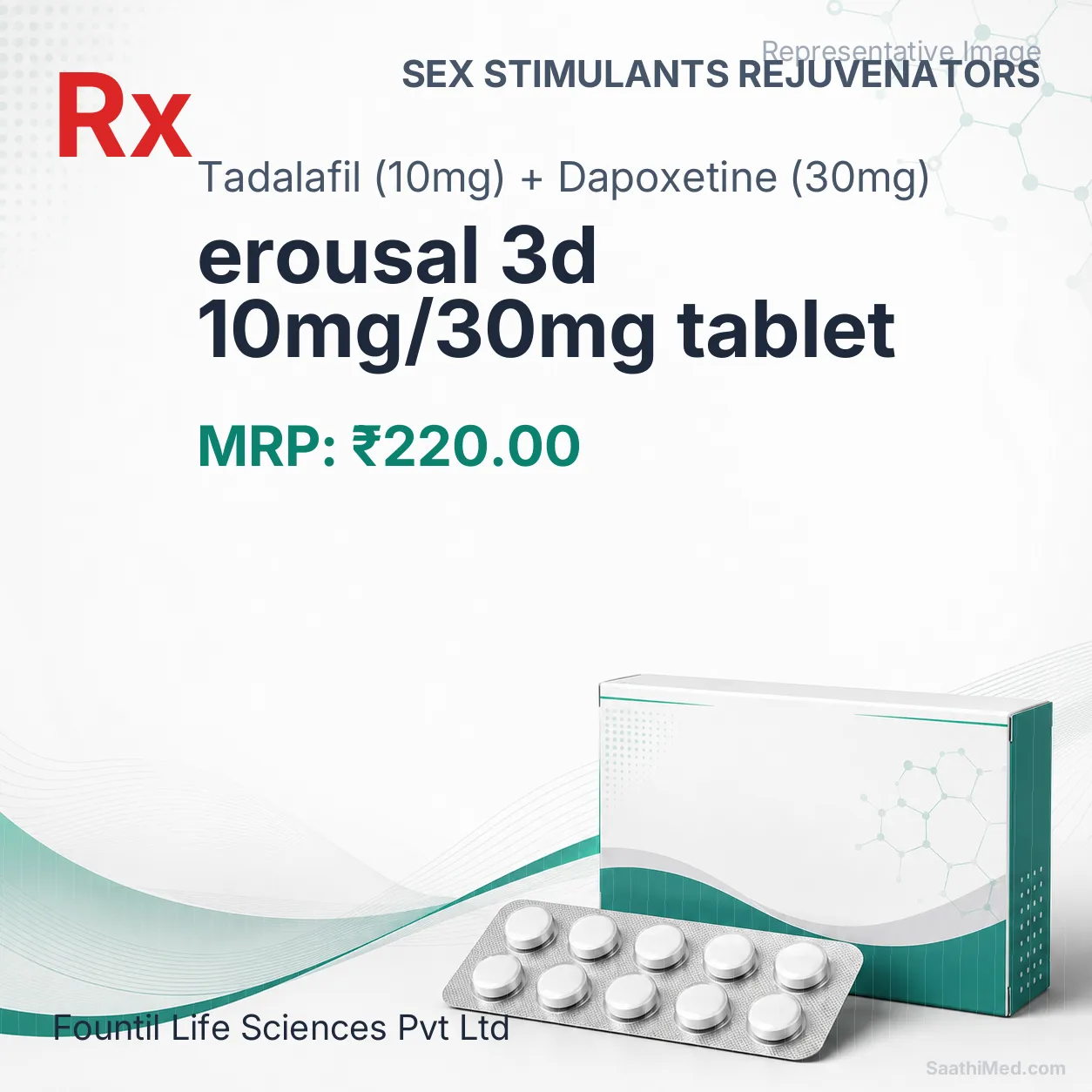 erousal 3d 10mg/30mg tablet Allopathy (Tadalafil (10mg)) - Uses in Hindi, Side Effects, Substitutes & Price in India