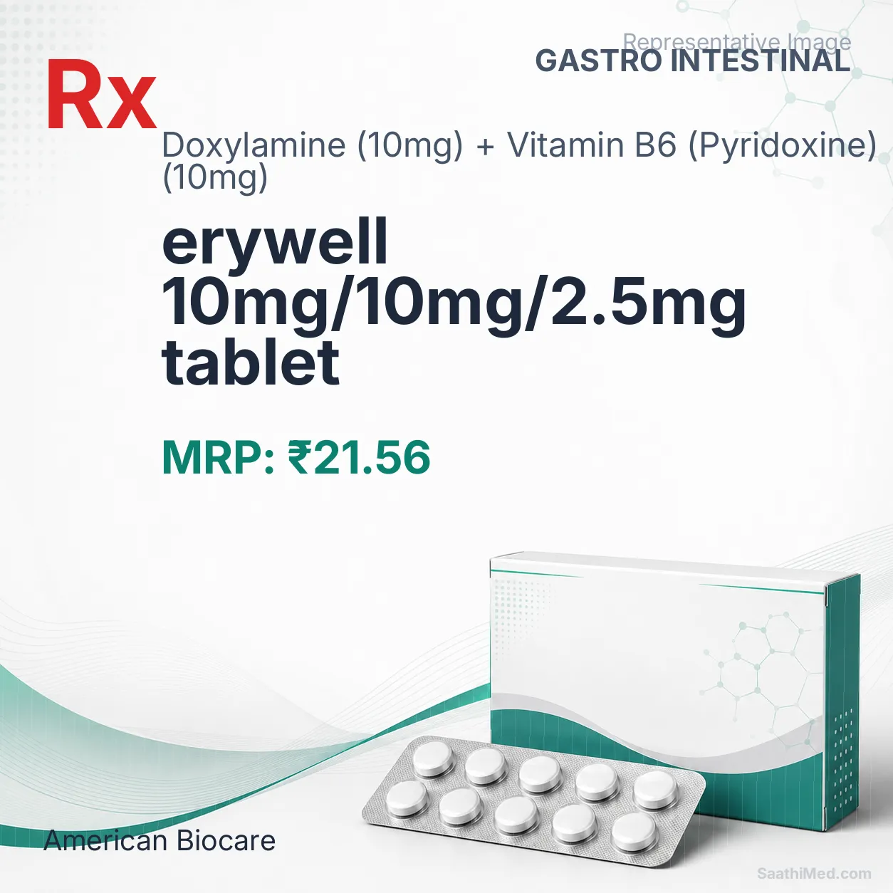 erywell 10mg/10mg/2.5mg tablet Allopathy (Doxylamine (10mg)) - Uses in Hindi, Side Effects, Substitutes & Price in India