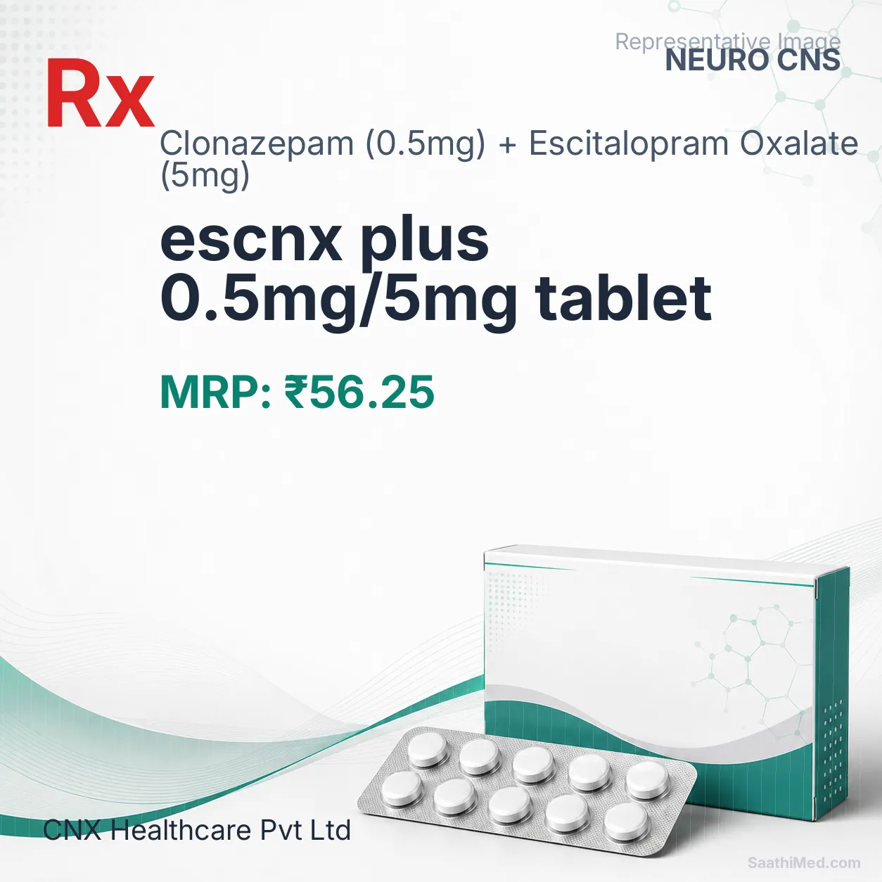 escnx plus 0.5mg/5mg tablet Allopathy (Clonazepam (0.5mg)) - Uses in Hindi, Side Effects, Substitutes & Price in India