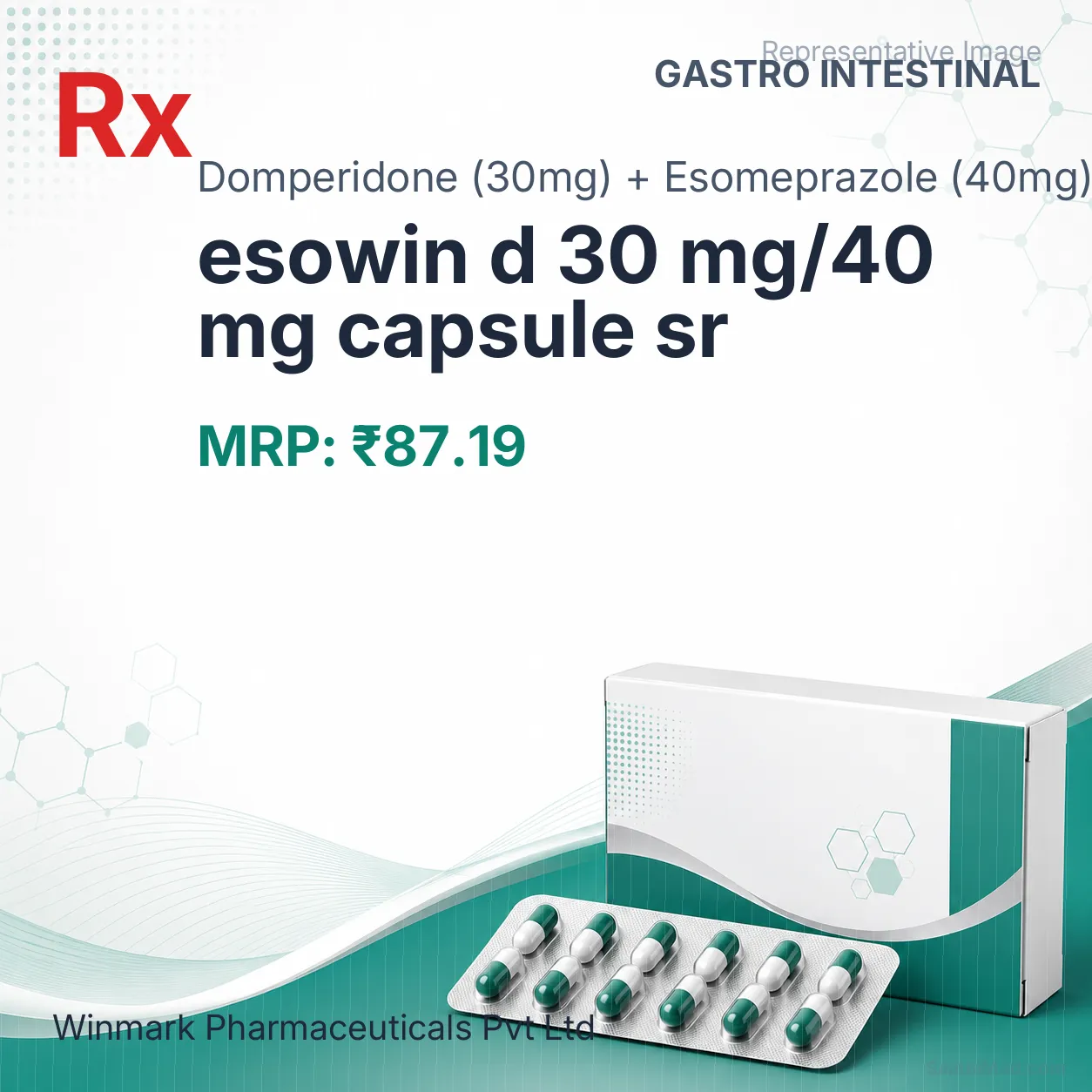 esowin d 30 mg/40 mg capsule sr Allopathy (Domperidone (30mg)) - Uses in Hindi, Side Effects, Substitutes & Price in India