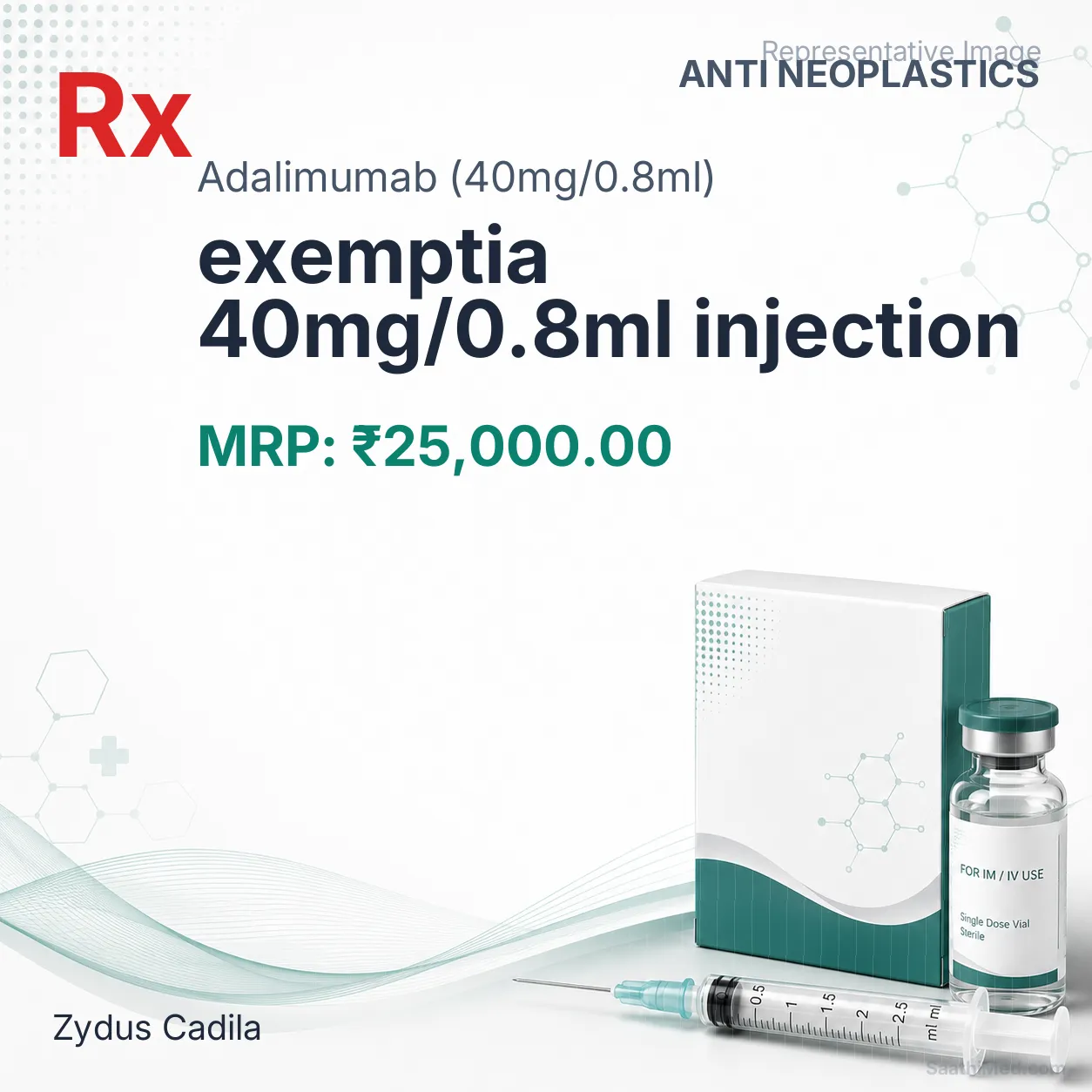 exemptia 40mg/0.8ml injection Allopathy (Adalimumab (40mg/0.8ml)) - Uses in Hindi, Side Effects, Substitutes & Price in India