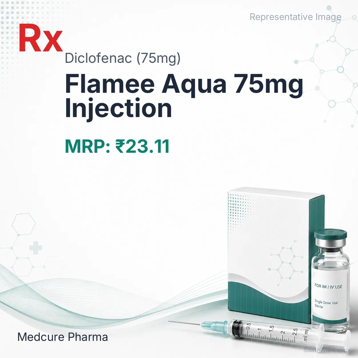 Flamee Aqua 75mg Injection Allopathy (Diclofenac (75mg)) - Uses in Hindi, Side Effects, Substitutes & Price in India