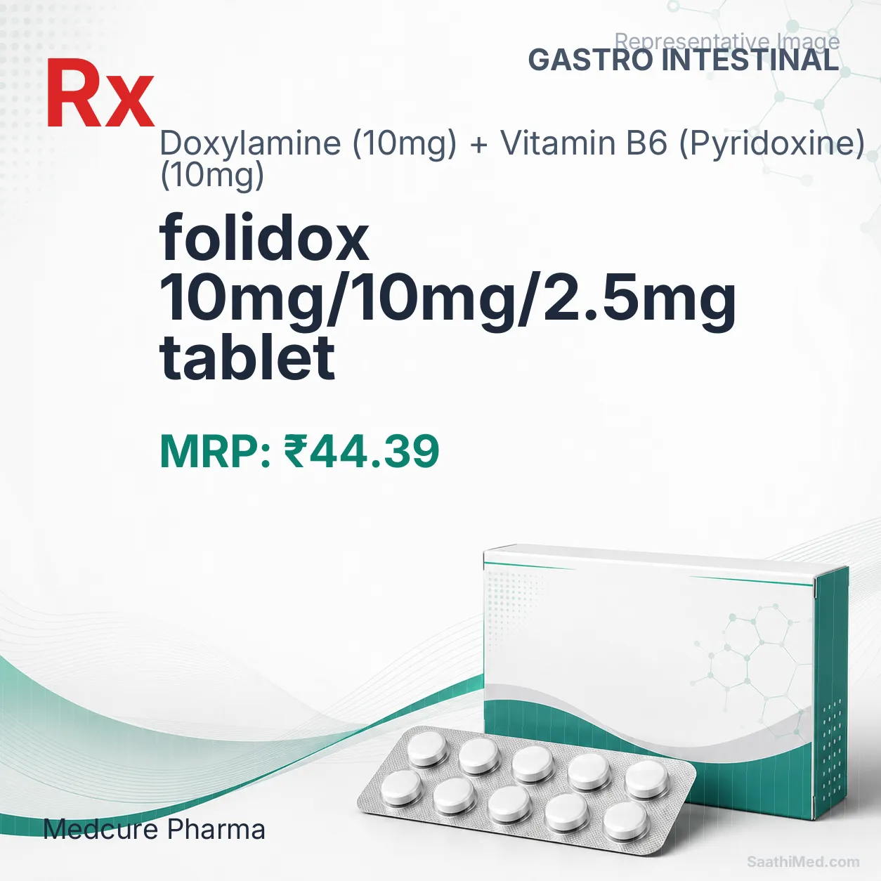 folidox 10mg/10mg/2.5mg tablet Allopathy (Doxylamine (10mg)) - Uses in Hindi, Side Effects, Substitutes & Price in India