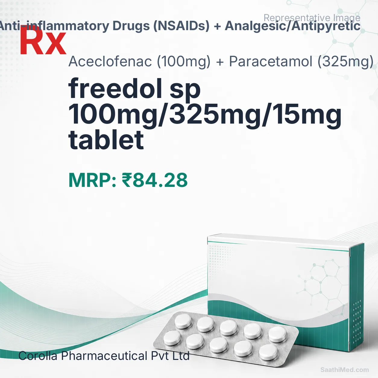 freedol sp 100mg/325mg/15mg tablet Allopathy (Aceclofenac (100mg)) - Uses in Hindi, Side Effects, Substitutes & Price in India