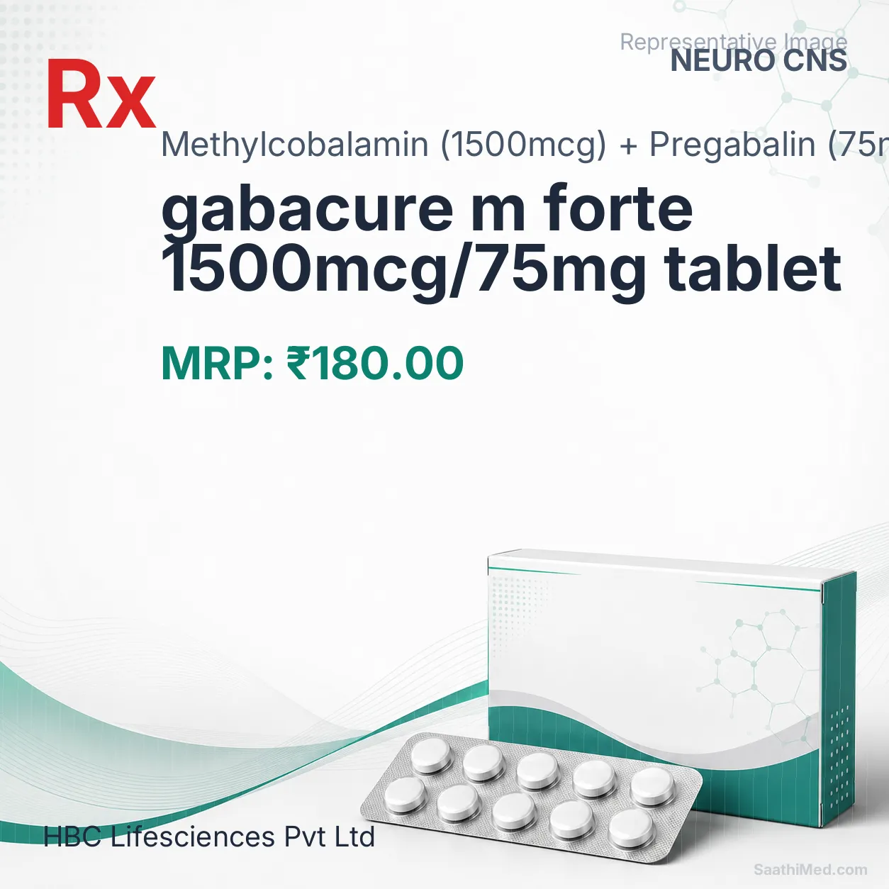 gabacure m forte 1500mcg/75mg tablet Allopathy (Methylcobalamin (1500mcg)) - Uses in Hindi, Side Effects, Substitutes & Price in India