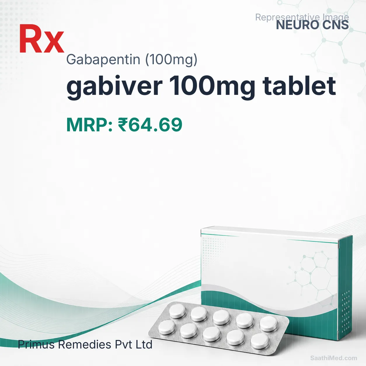 gabiver 100mg tablet Allopathy (Gabapentin (100mg)) - Uses in Hindi, Side Effects, Substitutes & Price in India