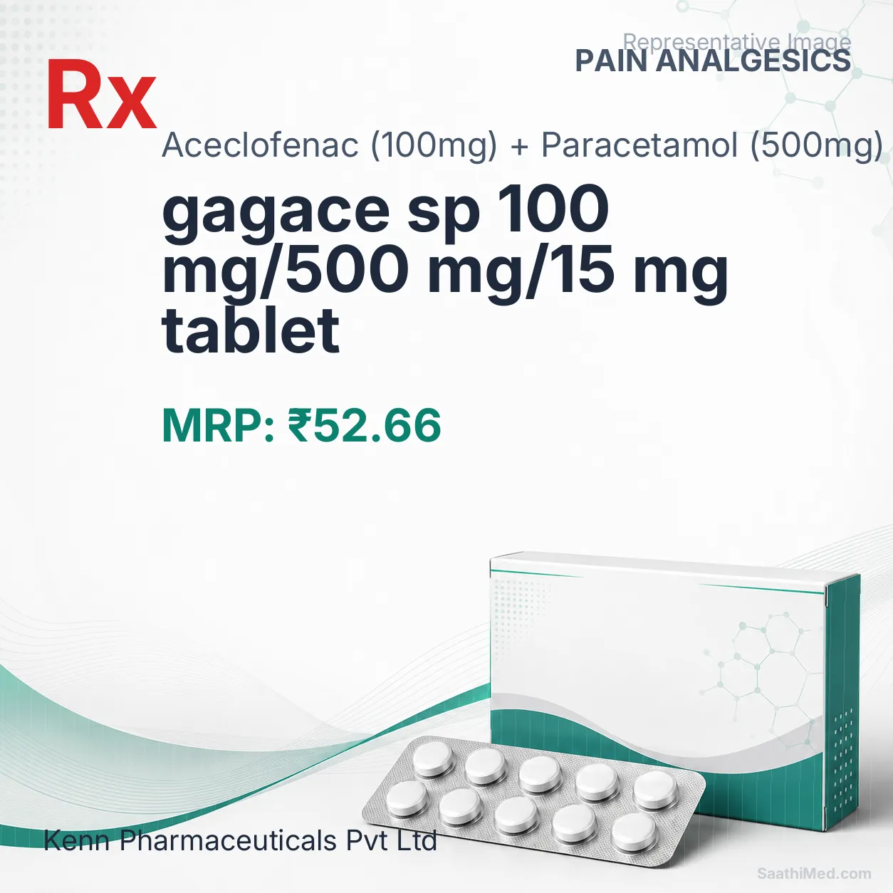 gagace sp 100 mg/500 mg/15 mg tablet Allopathy (Aceclofenac (100mg)) - Uses in Hindi, Side Effects, Substitutes & Price in India