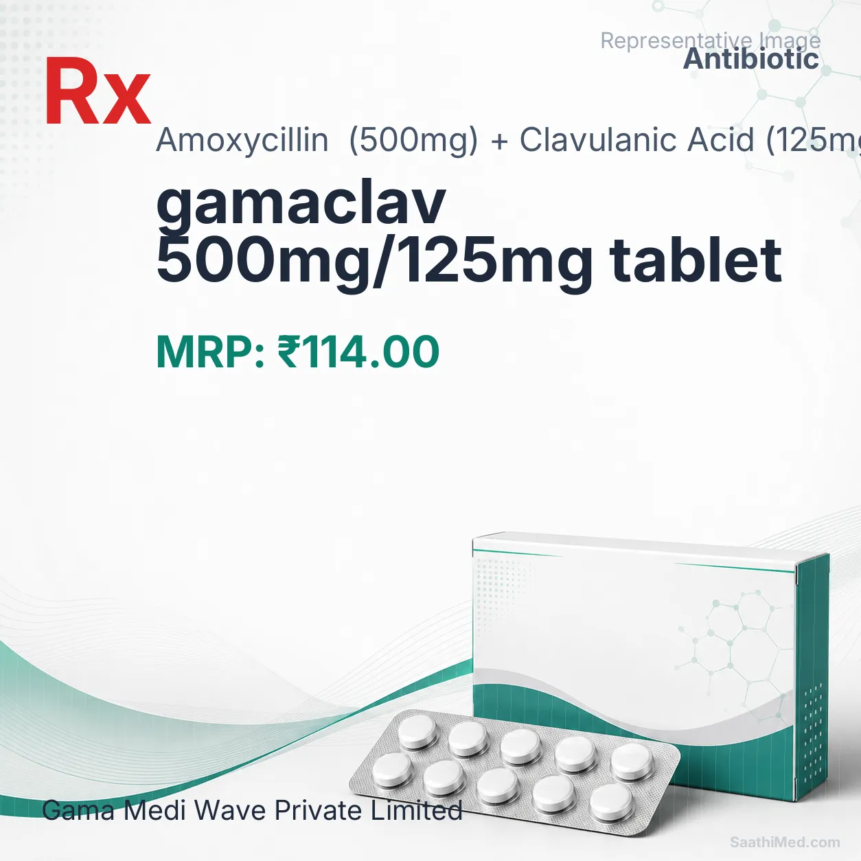 gamaclav 500mg/125mg tablet - Amoxycillin (500mg) + Clavulanic Acid (125mg) medicine