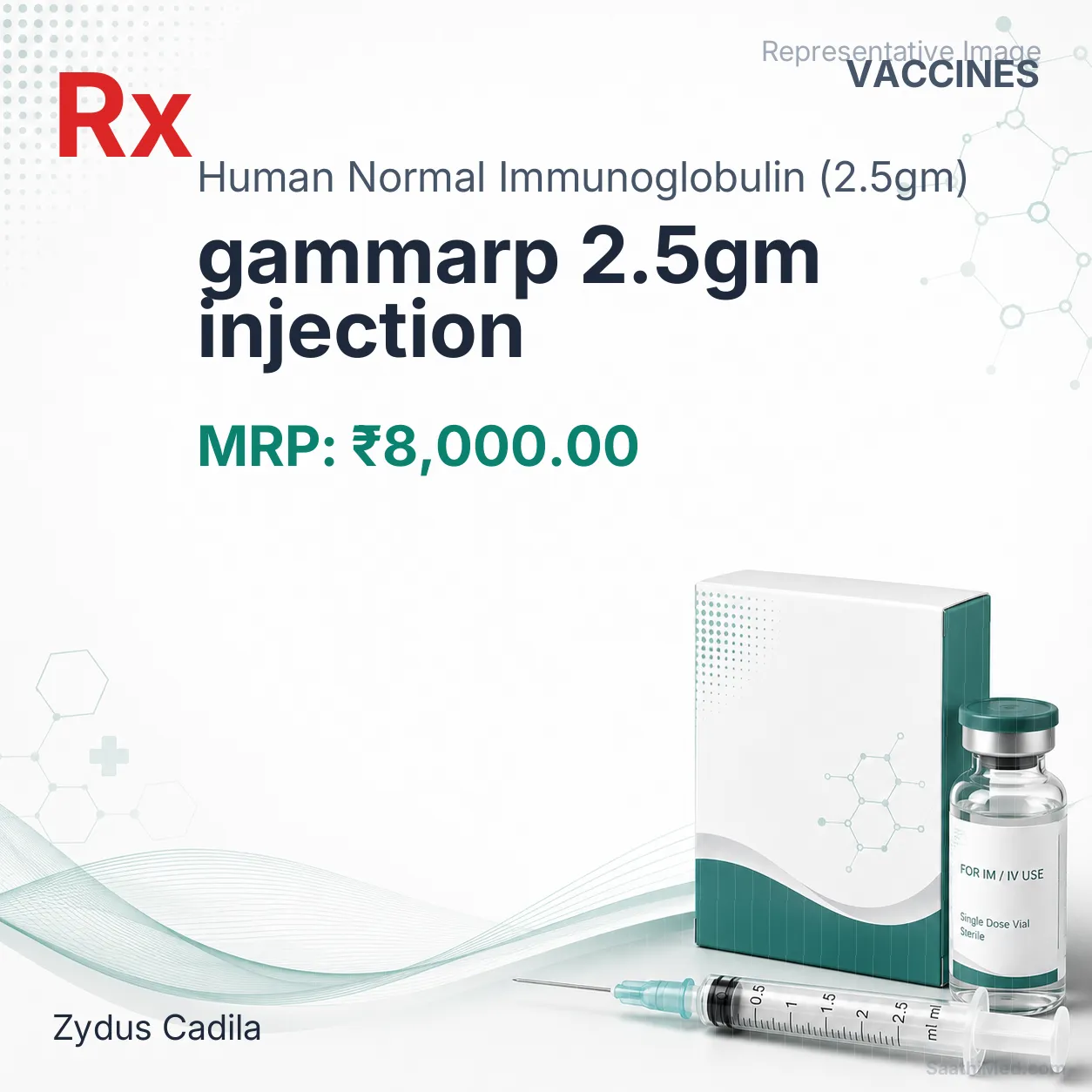 gammarp 2.5gm injection Allopathy (Human Normal Immunoglobulin (2.5gm)) - Uses in Hindi, Side Effects, Substitutes & Price in India