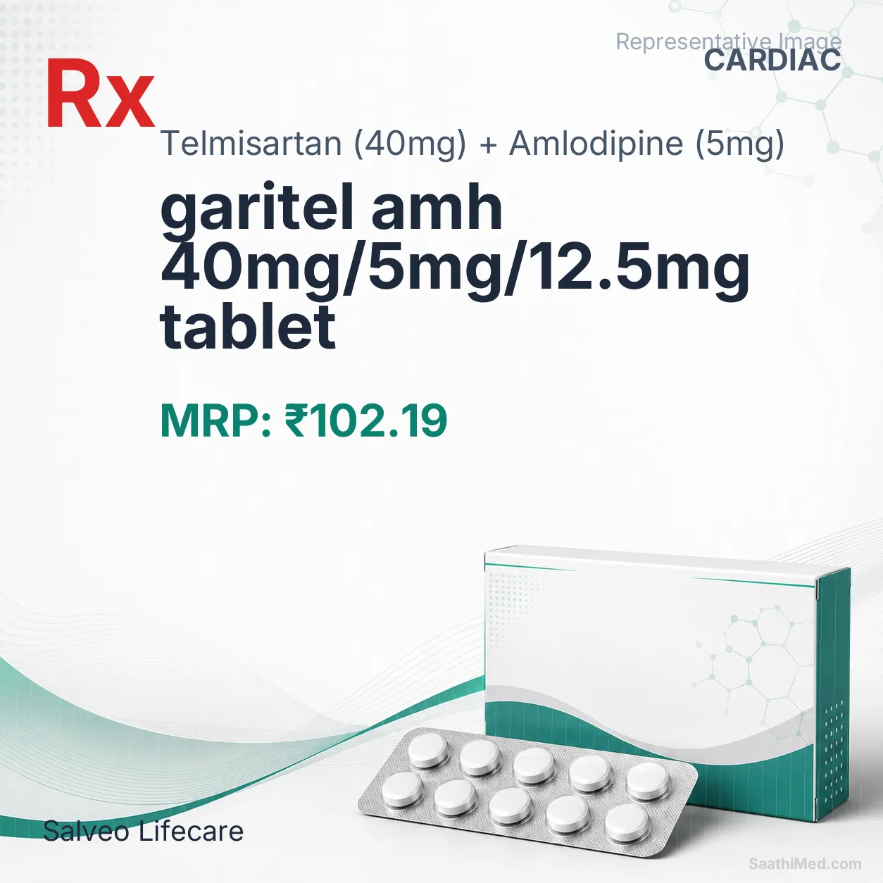 garitel amh 40mg/5mg/12.5mg tablet Allopathy (Telmisartan (40mg)) - Uses in Hindi, Side Effects, Substitutes & Price in India