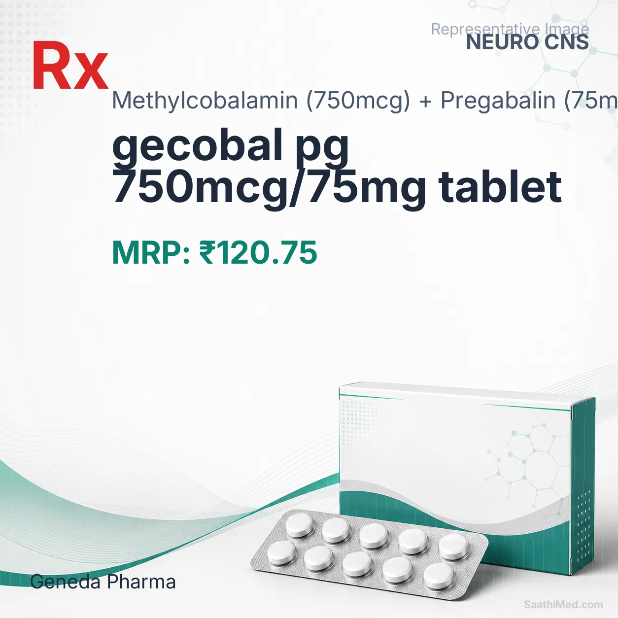 gecobal pg 750mcg/75mg tablet Allopathy (Methylcobalamin (750mcg)) - Uses in Hindi, Side Effects, Substitutes & Price in India