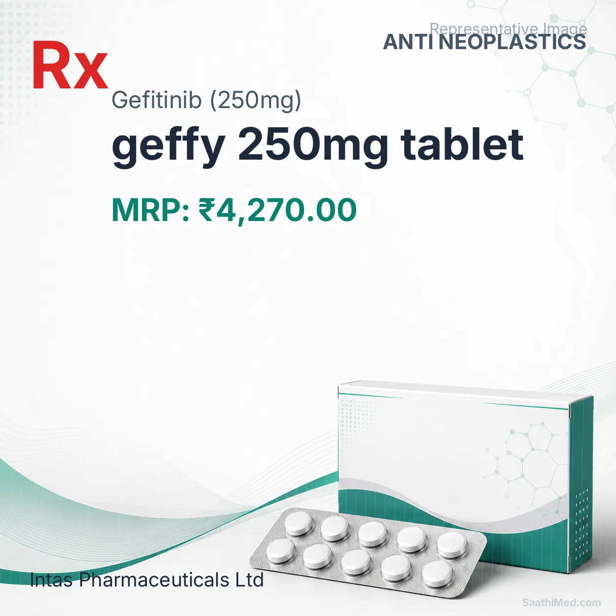geffy 250mg tablet Allopathy (Gefitinib (250mg)) - Uses in Hindi, Side Effects, Substitutes & Price in India