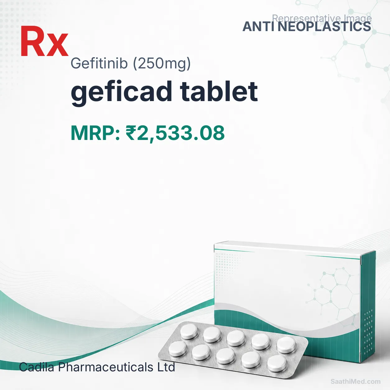 geficad tablet Allopathy (Gefitinib (250mg)) - Uses in Hindi, Side Effects, Substitutes & Price in India