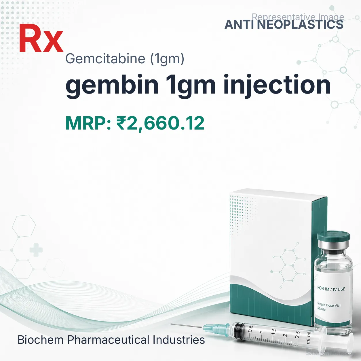 gembin 1gm injection Allopathy (Gemcitabine (1gm)) - Uses in Hindi, Side Effects, Substitutes & Price in India