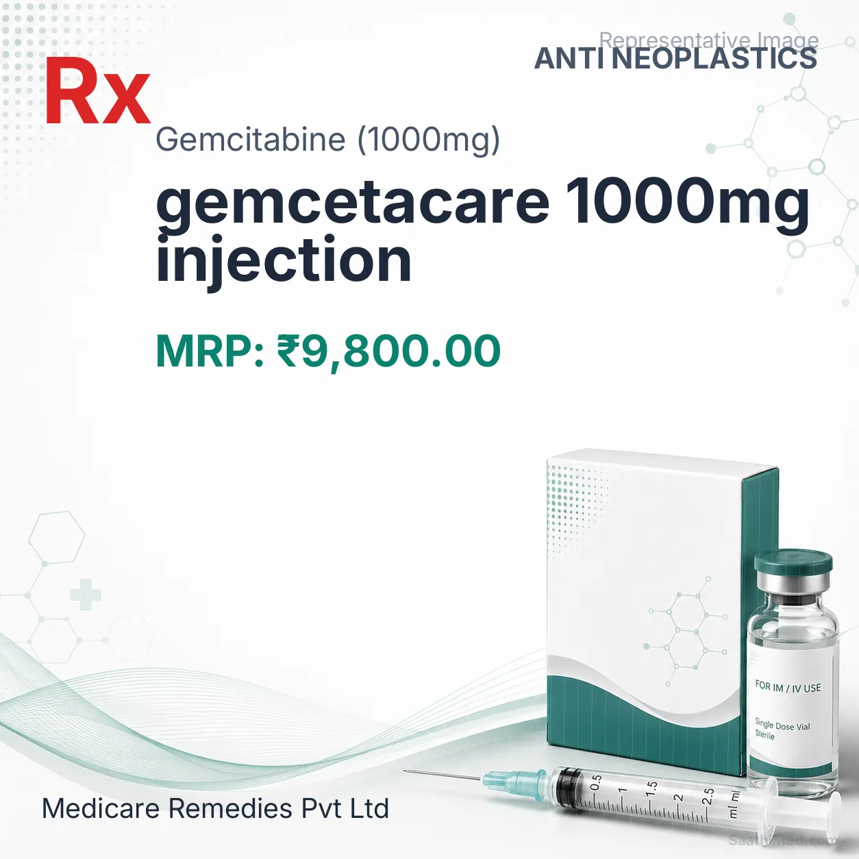 gemcetacare 1000mg injection Allopathy (Gemcitabine (1000mg)) - Uses in Hindi, Side Effects, Substitutes & Price in India