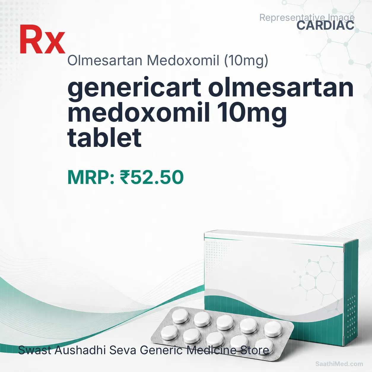 genericart olmesartan medoxomil 10mg tablet Allopathy (Olmesartan Medoxomil (10mg)) - Uses in Hindi, Side Effects, Substitutes & Price in India