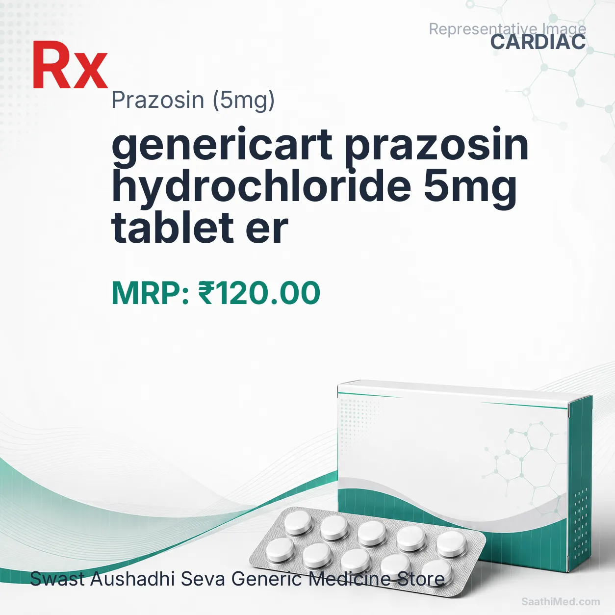 genericart prazosin hydrochloride 5mg tablet er Allopathy (Prazosin (5mg)) - Uses in Hindi, Side Effects, Substitutes & Price in India