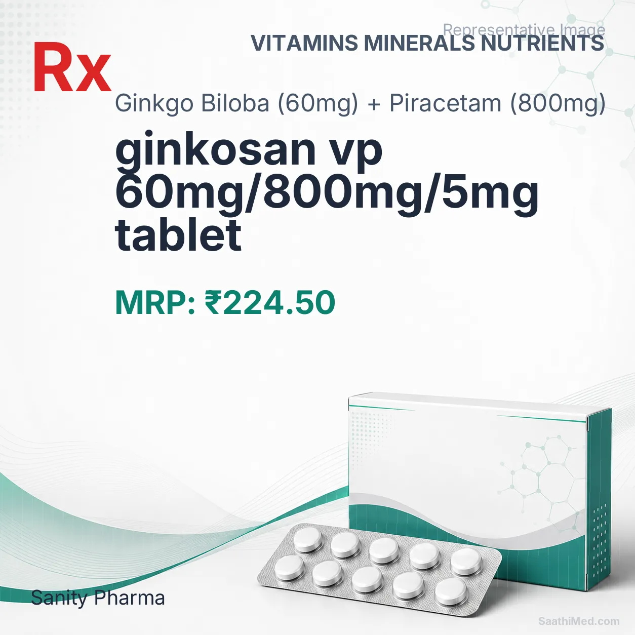 ginkosan vp 60mg/800mg/5mg tablet Allopathy (Ginkgo Biloba (60mg)) - Uses in Hindi, Side Effects, Substitutes & Price in India