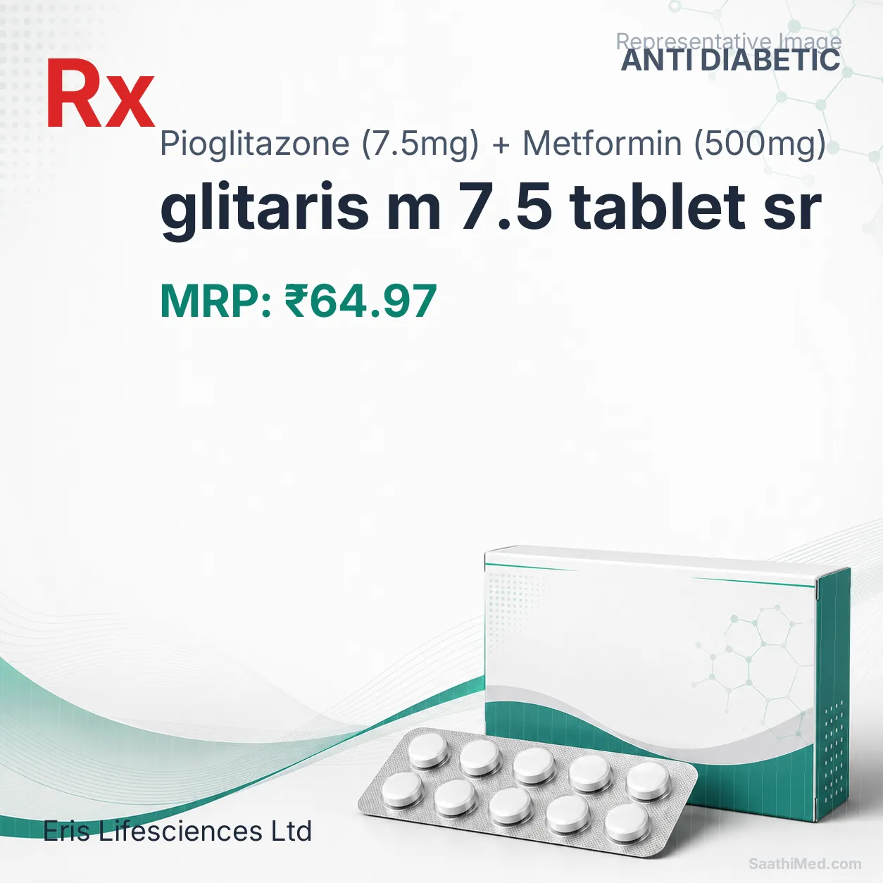 glitaris m 7.5 tablet sr Allopathy (Pioglitazone (7.5mg)) - Uses in Hindi, Side Effects, Substitutes & Price in India
