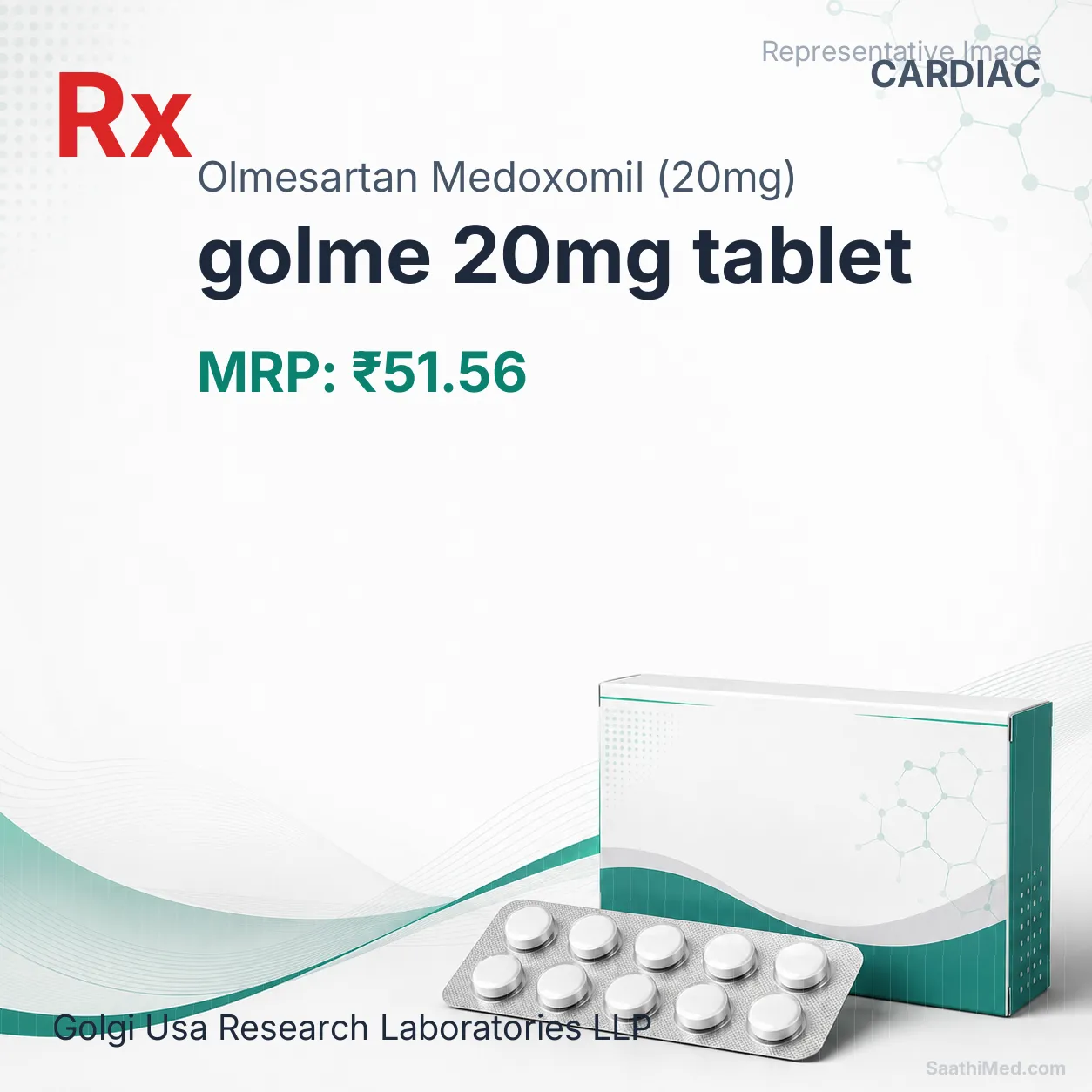 golme 20mg tablet Allopathy (Olmesartan Medoxomil (20mg)) - Uses in Hindi, Side Effects, Substitutes & Price in India